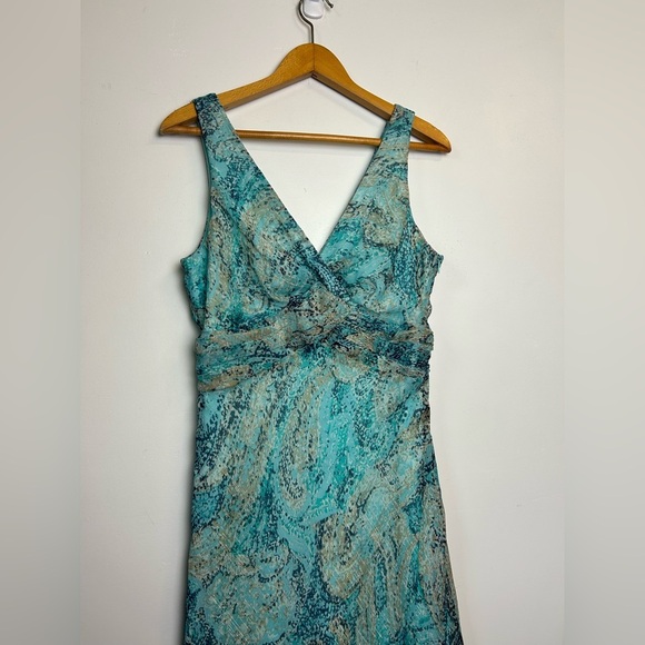 Sheri Marti VTG Y2K Paisley 10 Flare Hem Metallic Blue Empower waist Midi Dress - Picture 6 of 15